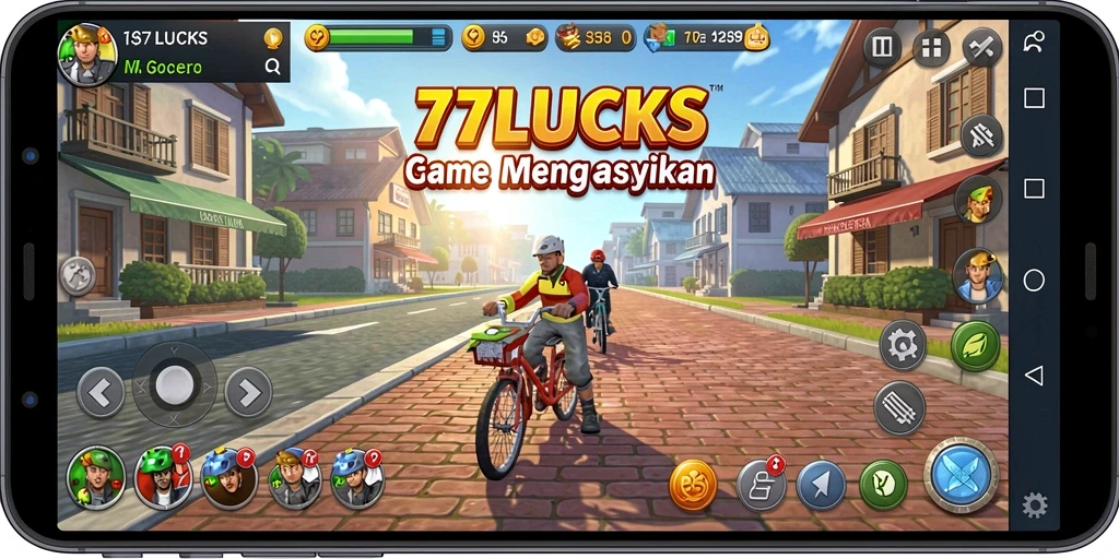 Tangkapan layar gameplay <strong>77LUCKS</strong> yang menunjukkan karakter dalam aksi Idle.