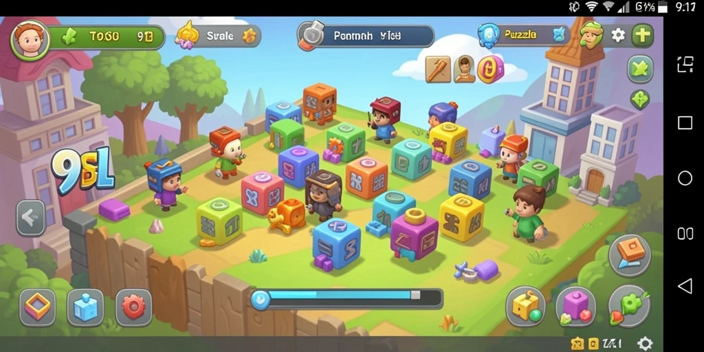 Screenshot gameplay 9SL menunjukkan tantangan puzzle yang seru dan menarik.