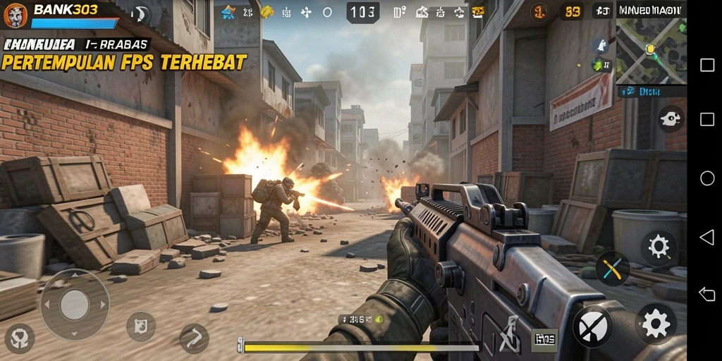 Gameplay mendebarkan dalam BANK303, aksi tembak-menembak yang seru.