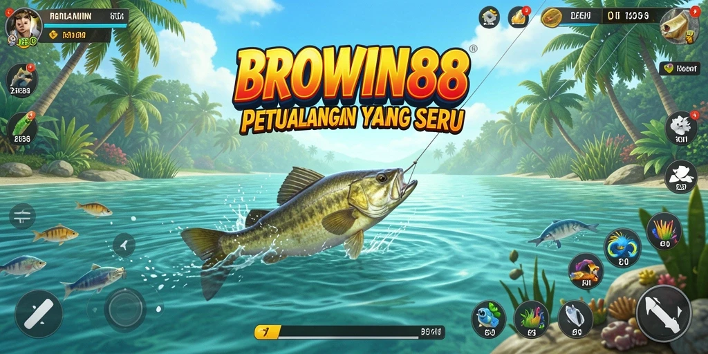 Screenshot gameplay BROWIN88 yang seru dan memikat saat memancing.