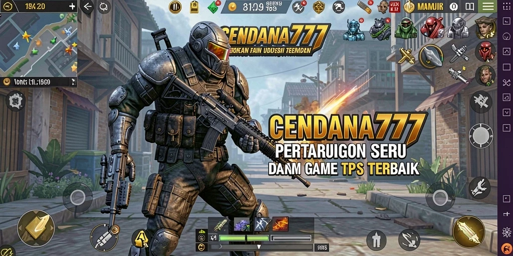 Screenshot permainan CENDANA777 menunjukkan aksi pertarungan intens di lingkungan yang menarik.
