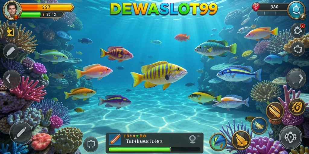 Tampilan gameplay seru di DEWASLOT99 dengan berbagai karakter ikan.