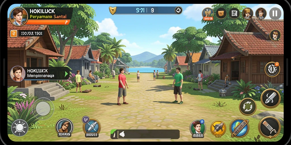 Tampilan gameplay menarik HOKILUCK dengan warna-warna cerah dan desain yang ramah.