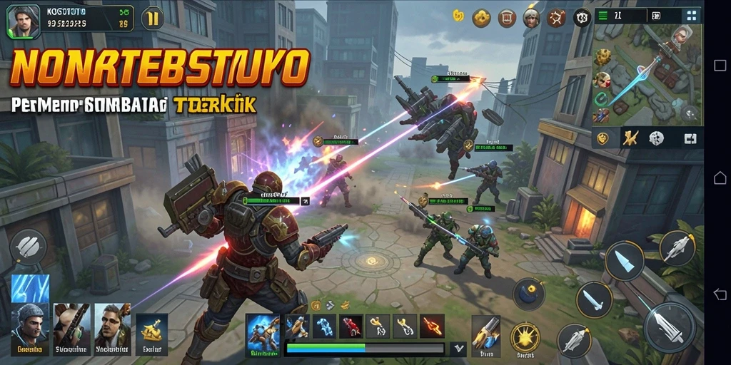 Tampilan gameplay KOSTOTO yang penuh warna dan dinamis dalam strategi.