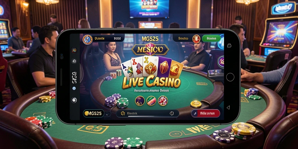 Tampilan gameplay MG525 yang seru dalam suasana Live Casino.