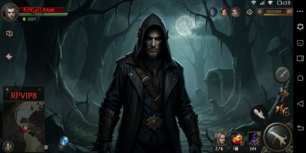 Screenshot gameplay RPVIP8 yang menegangkan dengan suasana horror.