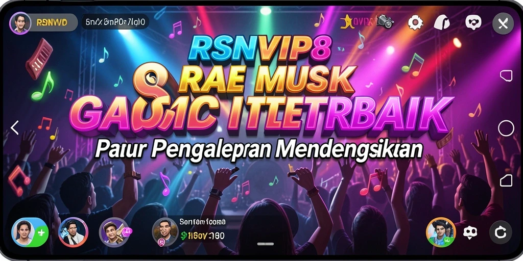 Tampilan gameplay RSNVIP8 yang menunjukkan fitur karaoke dan musik.